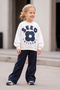 Floral Printed Double Yarn Cotton Soft Textured Daily Girls' Top and Bottom Set - 2