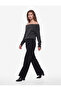Normal Waist Straight Fit Wide Leg Fabric Trousers - 2