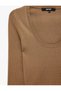 Viscose Blended U-Neck Long Sleeve Ribbed Basic Knitwear Sweater - 6