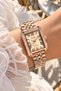 Steel Band Yellow, Rectangle Case,Waterproof Women's Wrist Watch Bracelet with Rhinestones