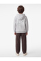 Long Sleeve Three Thread Pockets Zipper Printed Hooded Cardigan - 3