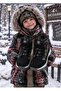 Children's Velcro and Elastic Laced Fur Anti-Slip Flexible Light Sole Boots - Black Green