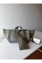 Women's Khaki Green Large Tote Bag – Large Volume Hand and Shoulder Bag, Daily Use Shopper Bag - 2