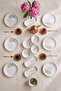 Botanical Green Camellia Leaf Patterned Luxury Ceramic 14 Piece Breakfast Set for 6 People - 5