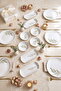 Botanical Green Camellia Leaf Patterned Luxury Ceramic 14 Piece Breakfast Set for 6 People - 4