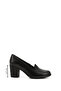 Women's Black Medium Thick Heeled Genuine Leather Shoes - 2