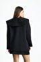 Yael Kaşe Premium Black Short Coat with Collar Detail - 7