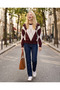 Women's Diamond Patterned Crew Neck Knit Sweater - Retro Classic Casual Sweater - 4