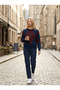 Women's Diamond Patterned Crew Neck Knit Sweater - Retro Classic Casual Sweater - 4