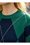 Women's Diamond Patterned Crew Neck Knit Sweater - Retro Classic Casual Sweater - 3