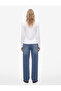 Buttoned Pocket Detail Regular Waist Loose Fit Denim Trousers - Loose Straight Fit Jeans - 3