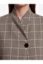 Long Sleeve Pocketed Buttoned Plaid Patterned Double Breasted Collar Blazer Jacket - 4
