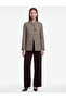Long Sleeve Pocketed Buttoned Plaid Patterned Double Breasted Collar Blazer Jacket