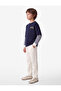 Printed Crew Neck Long Sleeve Striped Sweatshirt