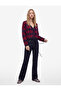V-Neck Long Sleeve Tie-Up Diamond Patterned Knitwear Cardigan with Pockets