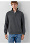 Anthracite Basic Sweatshirt with Semi-Zipper 0S10278-91268 - 2