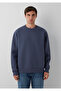Crew Neck Navy Blue Basic Sweatshirt 0S10276-70759 - 3