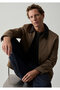 Faux Suede Collar Brown Jacket Regular Fit / Normal Cut 0110859-70378