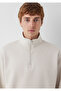 Beige Basic Sweatshirt with Half Zipper 0S10278-70144 - 6