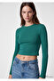 Long Sleeve Green Crop Basic T-Shirt Crop / Short Cut 1612822-71874