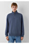 Half-Zip Navy Blue Basic Sweatshirt 0S10278-70759 - 3