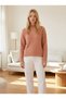 Women's Half Turtleneck Plush Knit Sweater - Oversized Knitwear with Soft Texture - 4