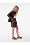 Faux Leather Skirt with Pockets, Elastic Waist and Ruffles - 2