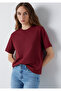 Burgundy Basic Interlock T-Shirt Loose Fit / Comfortable Loose Cut 1613820-85347