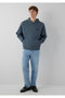 M0S10676 Jeans Hooded Men's Sweatshirt Dark Blue - 3