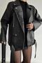 Long Oversize Women's Black Leather Jacket - 2