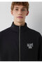 M0S10655 Logo Printed Zippered Men's Sweatshirt Black - 6