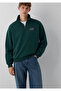 M0S10208 Logo Printed Semi-Zipper Men's Sweatshirt Green