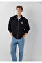 M0S10655 Logo Printed Zippered Men's Sweatshirt Black - 2