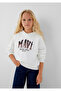 Logo Printed Hooded Ecru Sweatshirt 7S10179-70057