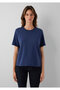 Navy Blue Basic Interlock T-Shirt Loose Fit / Comfortable Loose Cut 1613820-70487 - 3