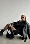 Long Oversize Women's Black Leather Jacket - 3