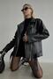 Long Oversize Women's Black Leather Jacket