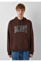 Logo Printed Hooded Brown Sweatshirt 067149-88062 - 3