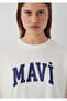 Logo Printed Ecru T-Shirt Oversize / Wide Cut 1600843-82127 - 5