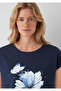 Floral Printed Navy Blue T-Shirt Regular Fit / Normal Cut 1614144-70487 - 7