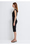 Collar Detailed V-Neck Black T-Shirt Fitted / Bodycon Cut 1614390-900 - 5