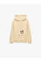 Long Sleeve Pocketed Three Thread Ribbed Cat Embroidered Hooded Sweatshirt - 6