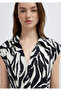 Lace-Up Printed Black Dress 1310871-91528 - 7