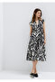 Lace-Up Printed Black Dress 1310871-91528 - 2