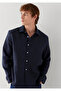 Navy Blue Linen Shirt Regular Fit / Normal Cut 0211960-86623 - 2