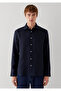 Navy Blue Linen Shirt Regular Fit / Normal Cut 0211960-86623 - 3