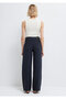 Navy Blue Linen Trousers 1011267-86952 - 6