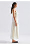 Embroidery Detailed Ecru Midi Dress 1310841-70060 - 6