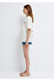 Floral Back Print Ecru T-Shirt Loose Fit / Comfortable Loose Cut 1613925-70057 - 5