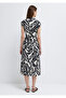 Lace-Up Printed Black Dress 1310871-91528 - 6
